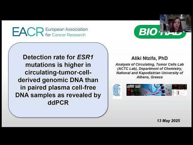 VIDEO | Detection rate for ESR1 mutations is higher in CTC-derived genomic DNA than in paired plasma cell-free DNA samples as revealed by ddPCR